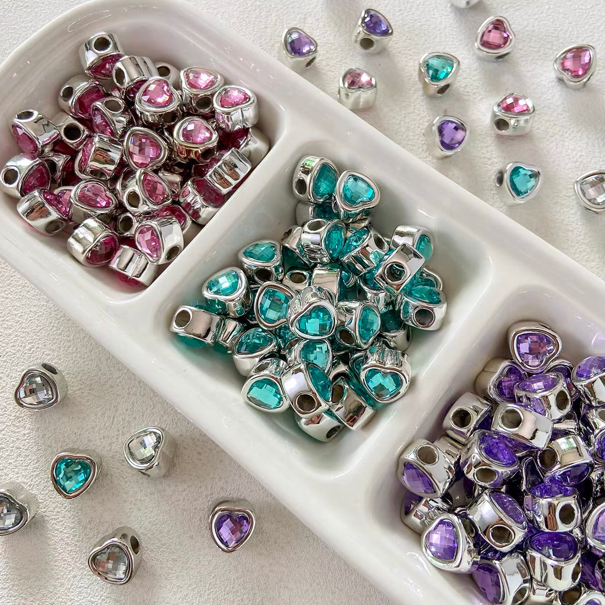 Versatile Heart-Shaped Colored Diamond Beads