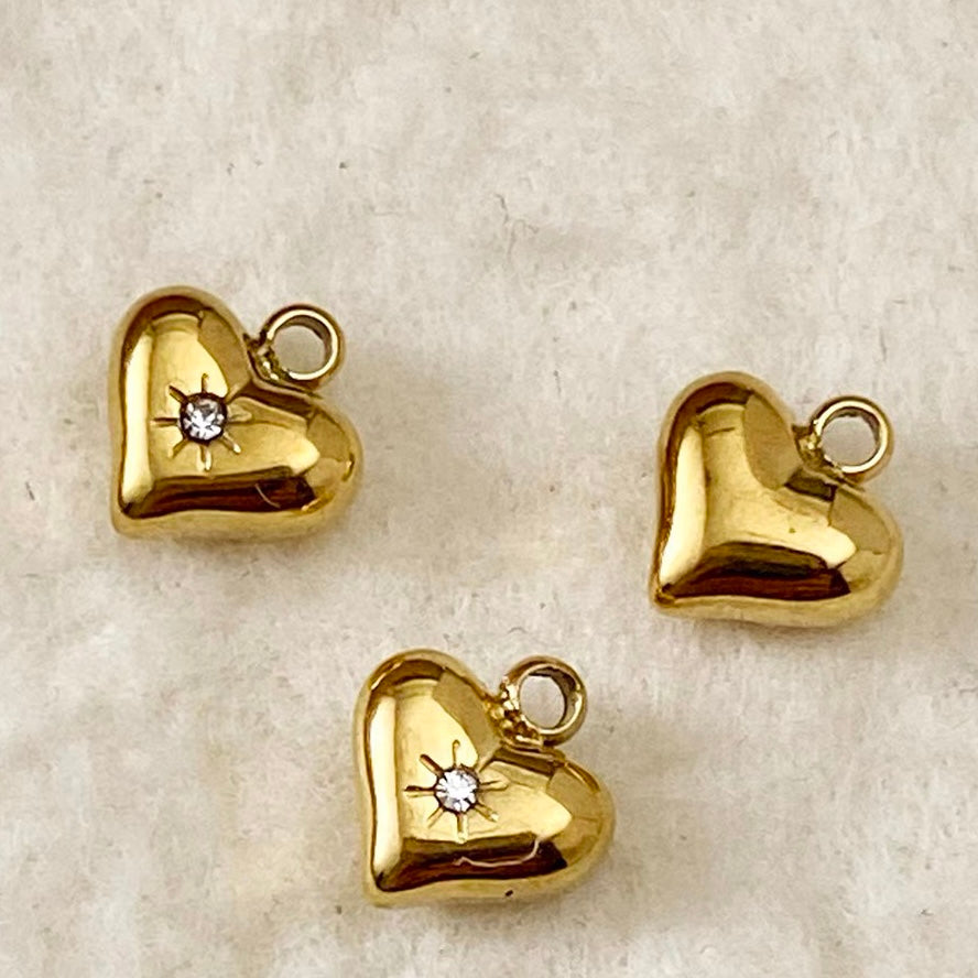 Titanium Steel Pendant Beads Plated with Real Gold and Inlaid with Natural Stones
