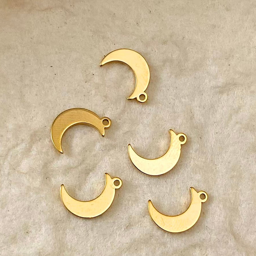 Titanium Steel Pendant Beads Plated with Real Gold and Inlaid with Natural Stones