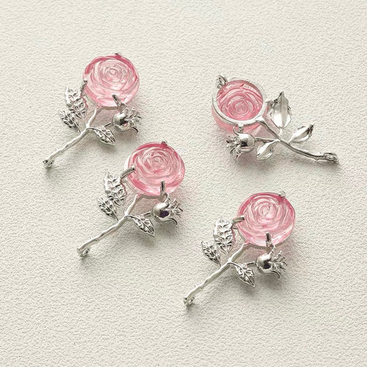 Titanium Steel Pendant Beads with Rose and Butterfly Designs