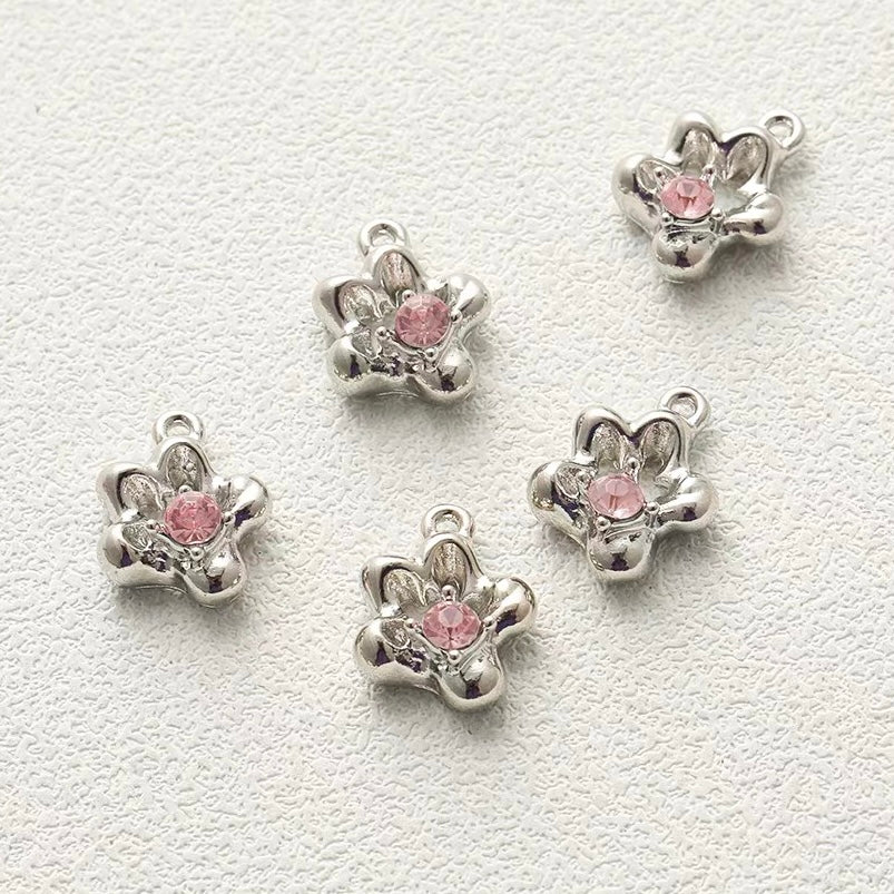 Titanium Steel Pendant Beads with Rose and Butterfly Designs