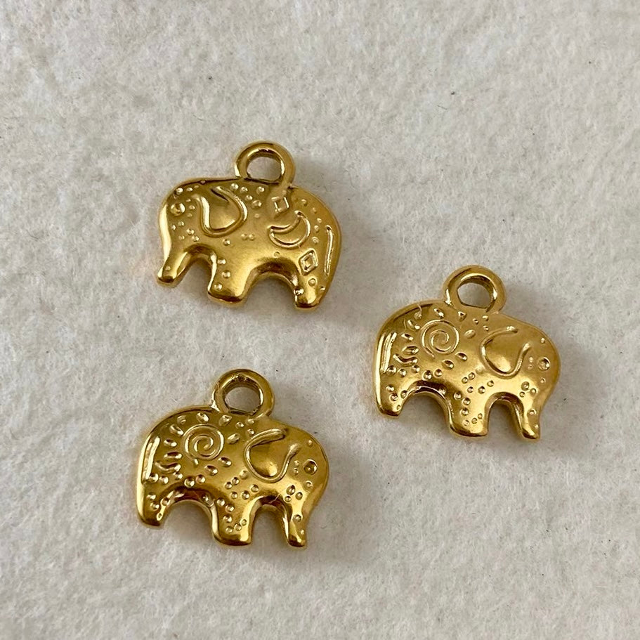 Titanium Steel Pendant Beads Plated with Real Gold and Inlaid with Natural Stones