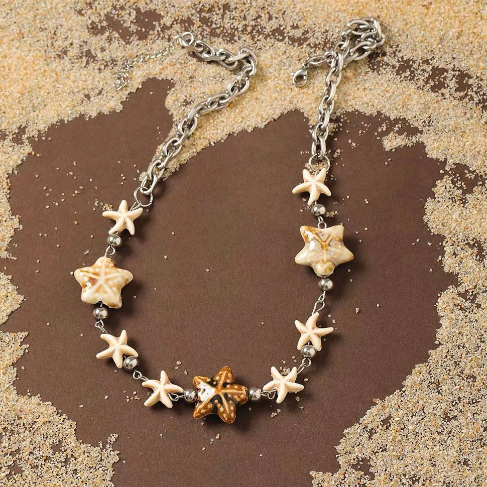 White Turquoise Starfish Beads