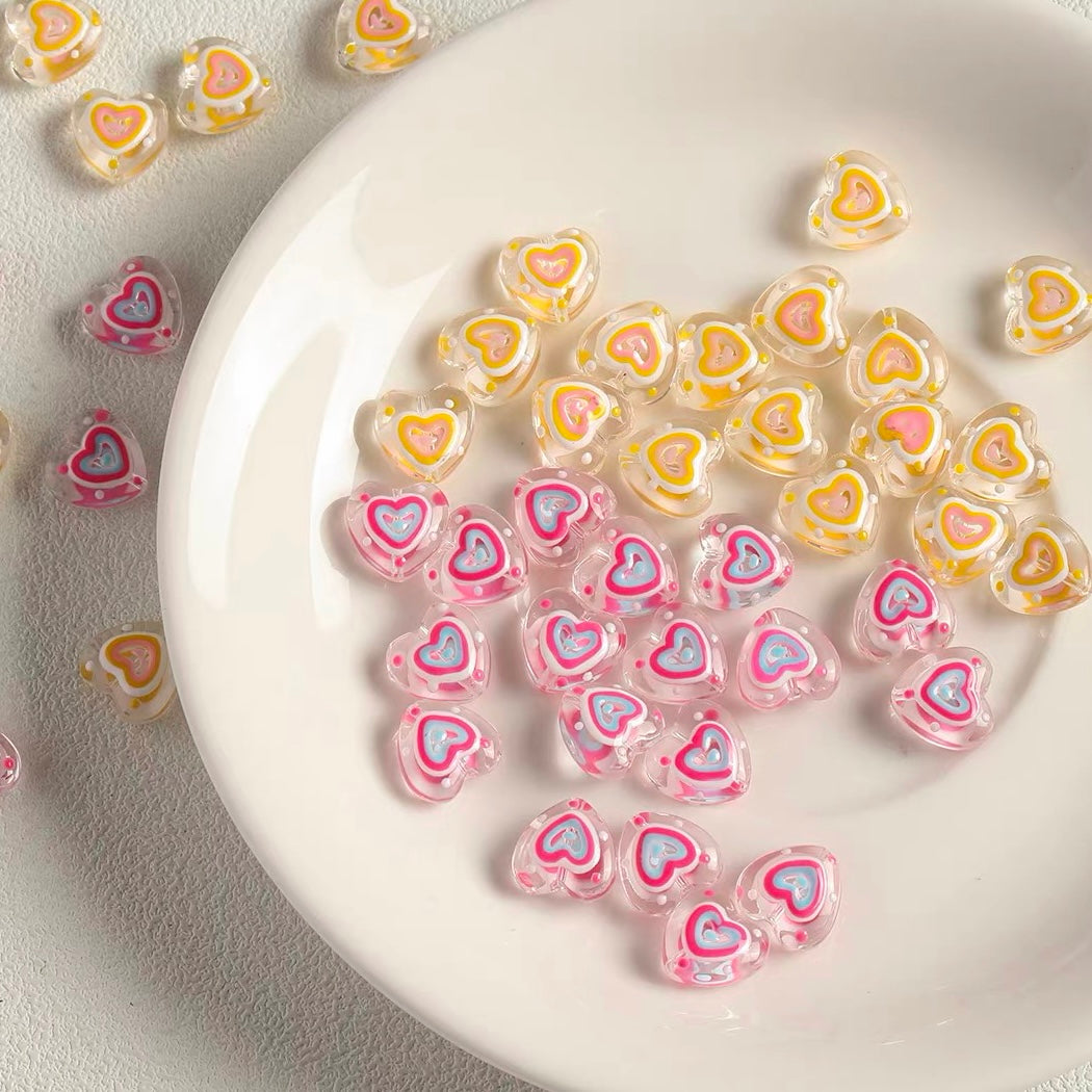 Sweet Heart Hand-Painted Glass Beads