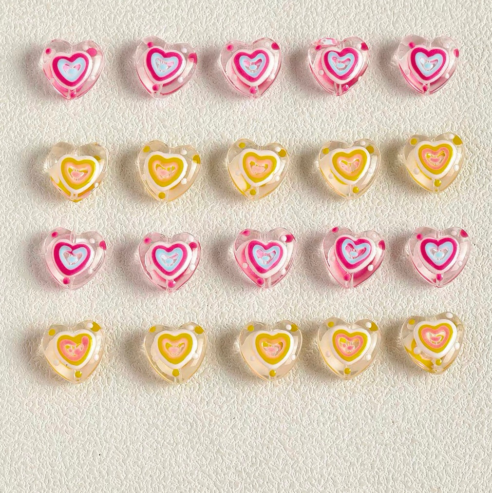 Sweet Heart Hand-Painted Glass Beads