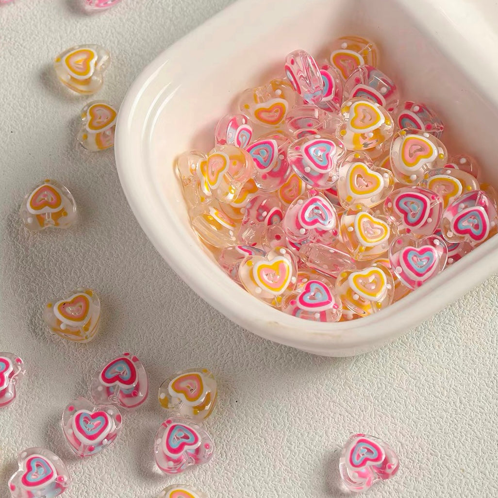 Sweet Heart Hand-Painted Glass Beads