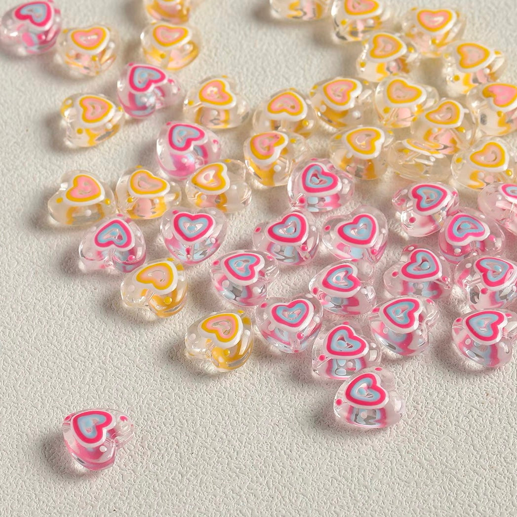 Sweet Heart Hand-Painted Glass Beads