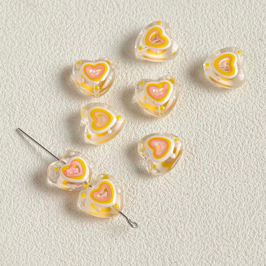 Sweet Heart Hand-Painted Glass Beads