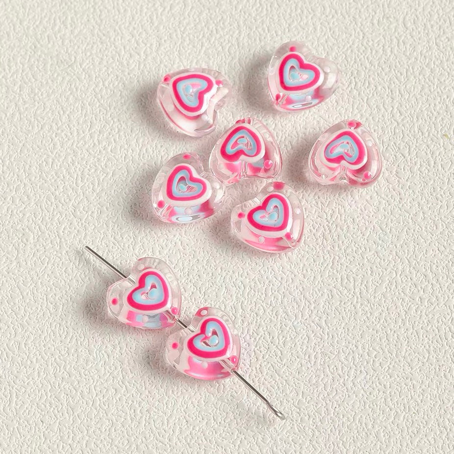 Sweet Heart Hand-Painted Glass Beads