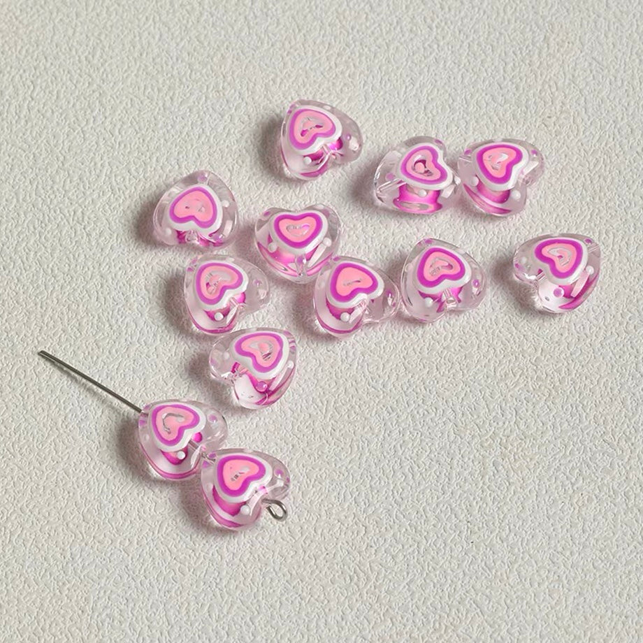 Sweet Heart Hand-Painted Glass Beads