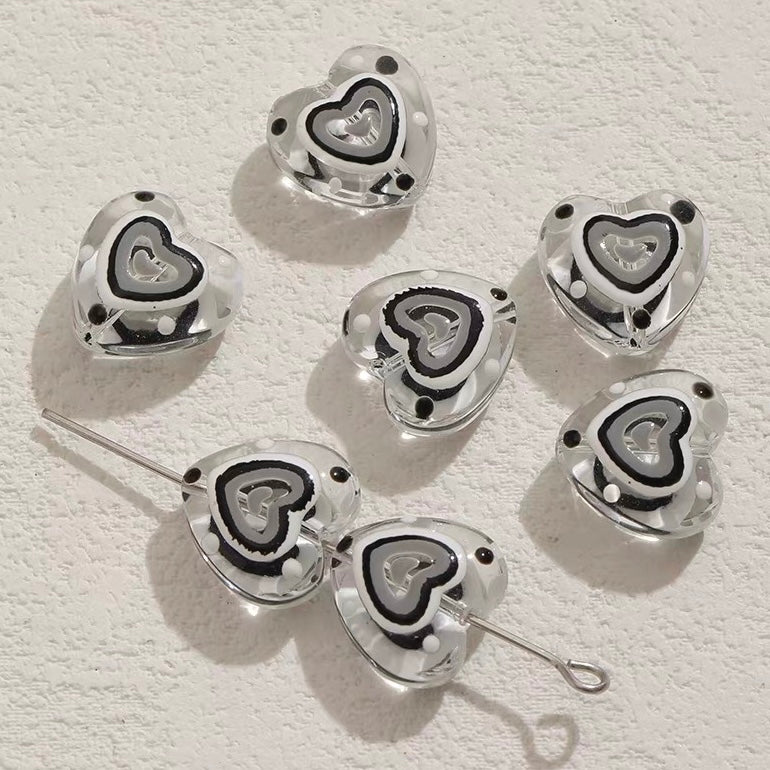 Sweet Heart Hand-Painted Glass Beads