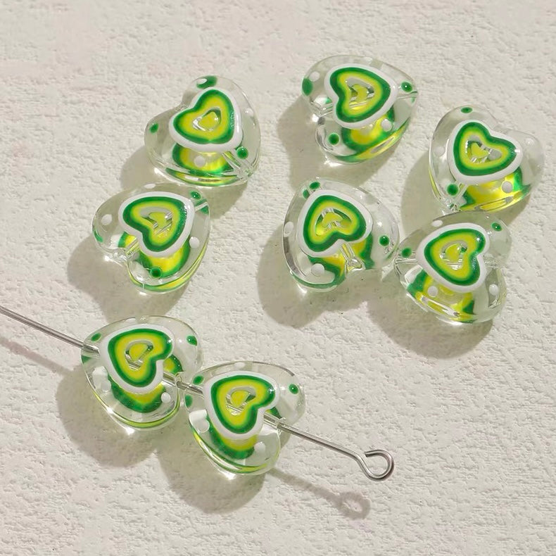 Sweet Heart Hand-Painted Glass Beads