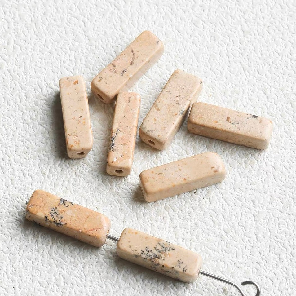 Vintage Square Tube Natural Stone Beaded String