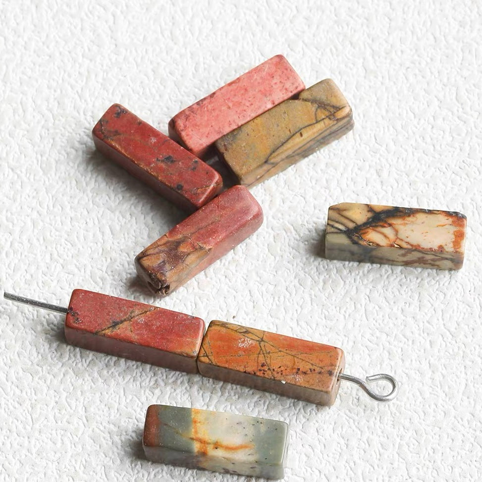 Vintage Square Tube Natural Stone Beaded String