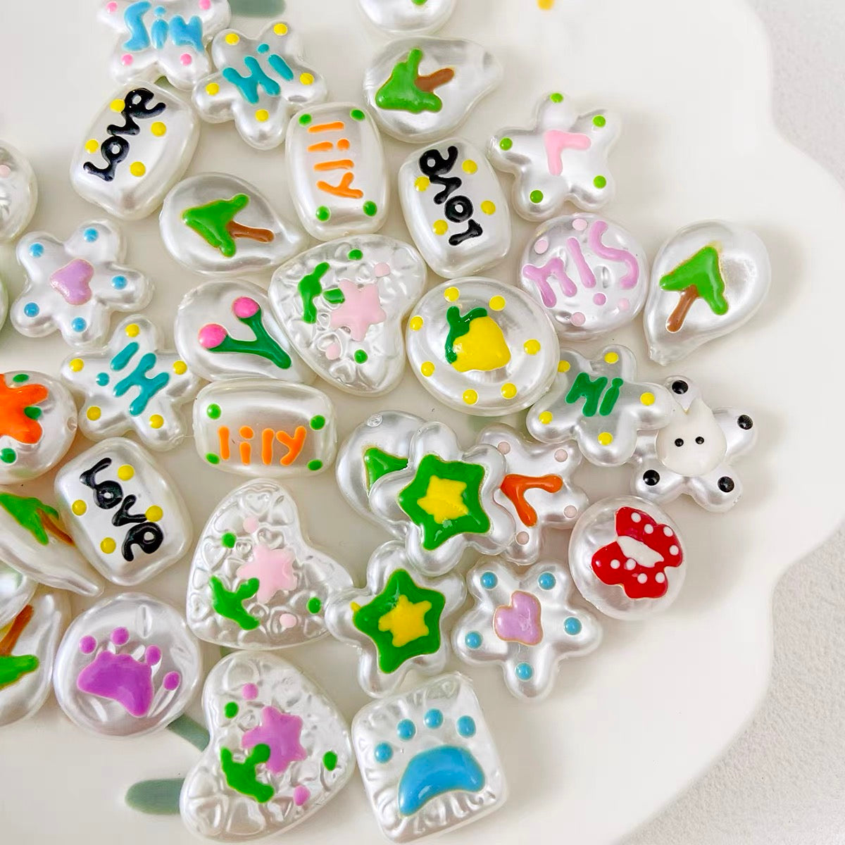 Hand-Painted Irregular Faux Pearl Beaded Strand