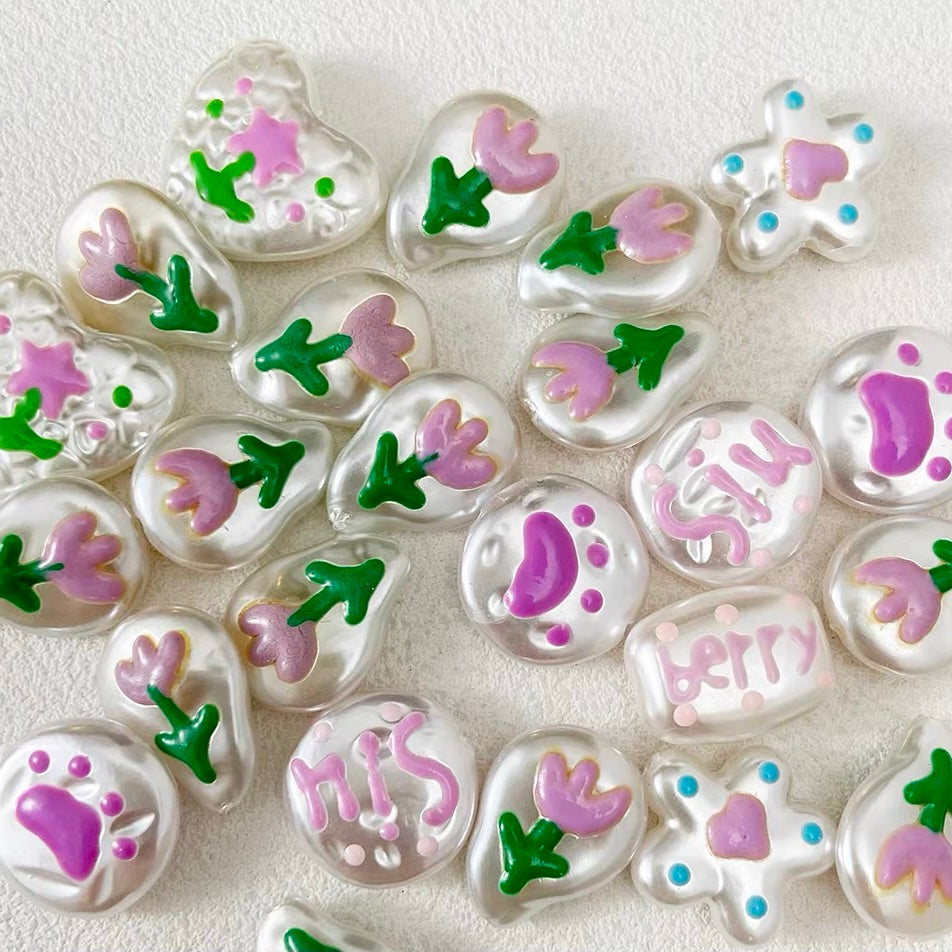 Hand-Painted Irregular Faux Pearl Beaded Strand