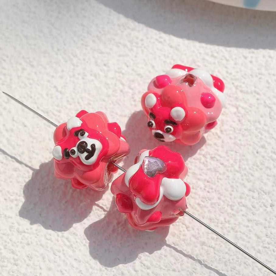 Strawberry-Colored Heavy-Craftsmanship Hand-Painted Beaded Strand