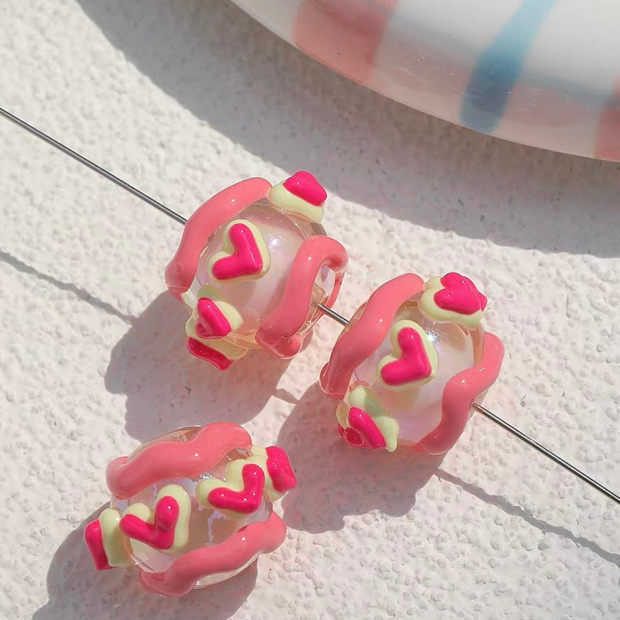 Strawberry-Colored Heavy-Craftsmanship Hand-Painted Beaded Strand