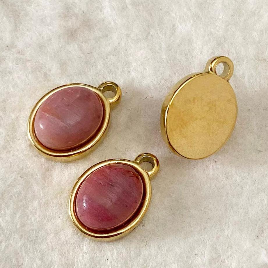 Titanium Steel & Natural Stone Pendant Beaded Strand