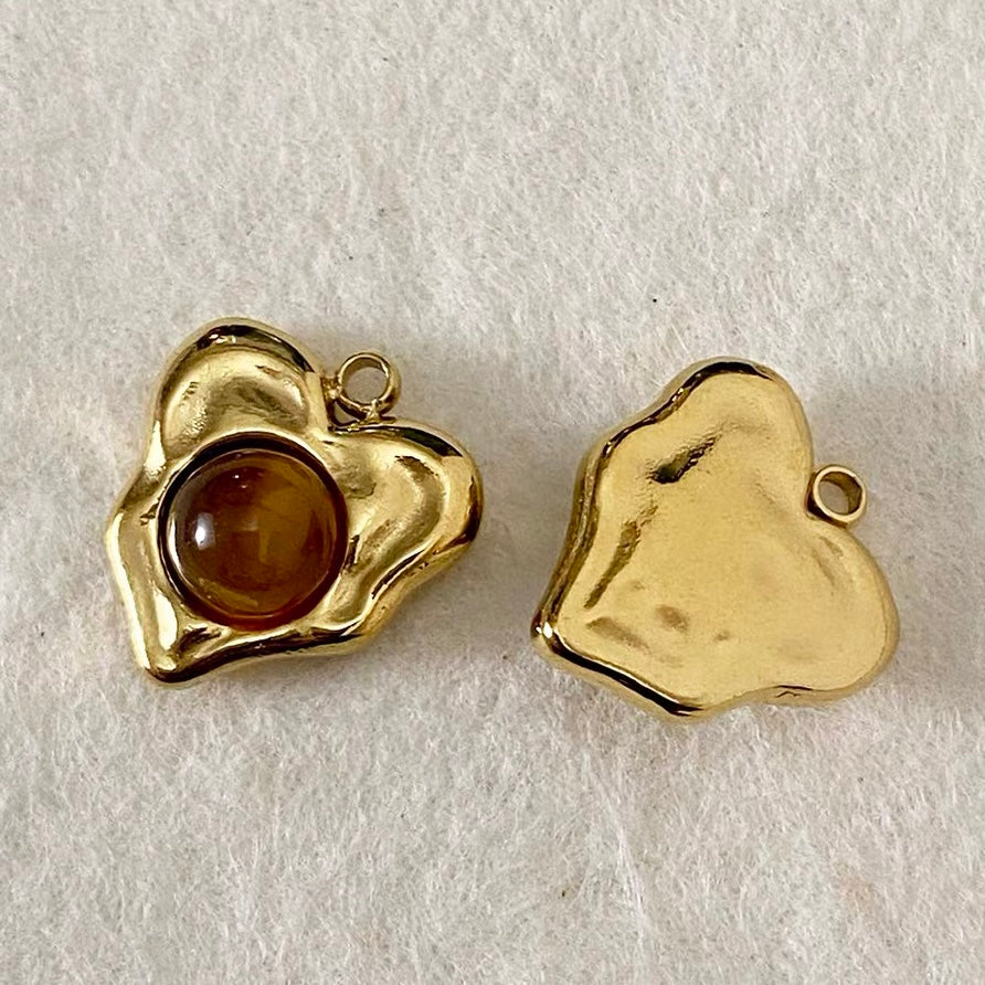 Titanium Steel & Natural Stone Pendant Beaded Strand