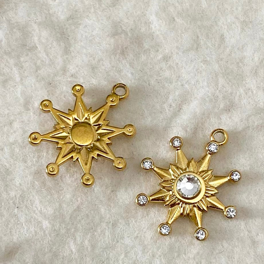 Titanium Steel & Natural Stone Pendant Beaded Strand