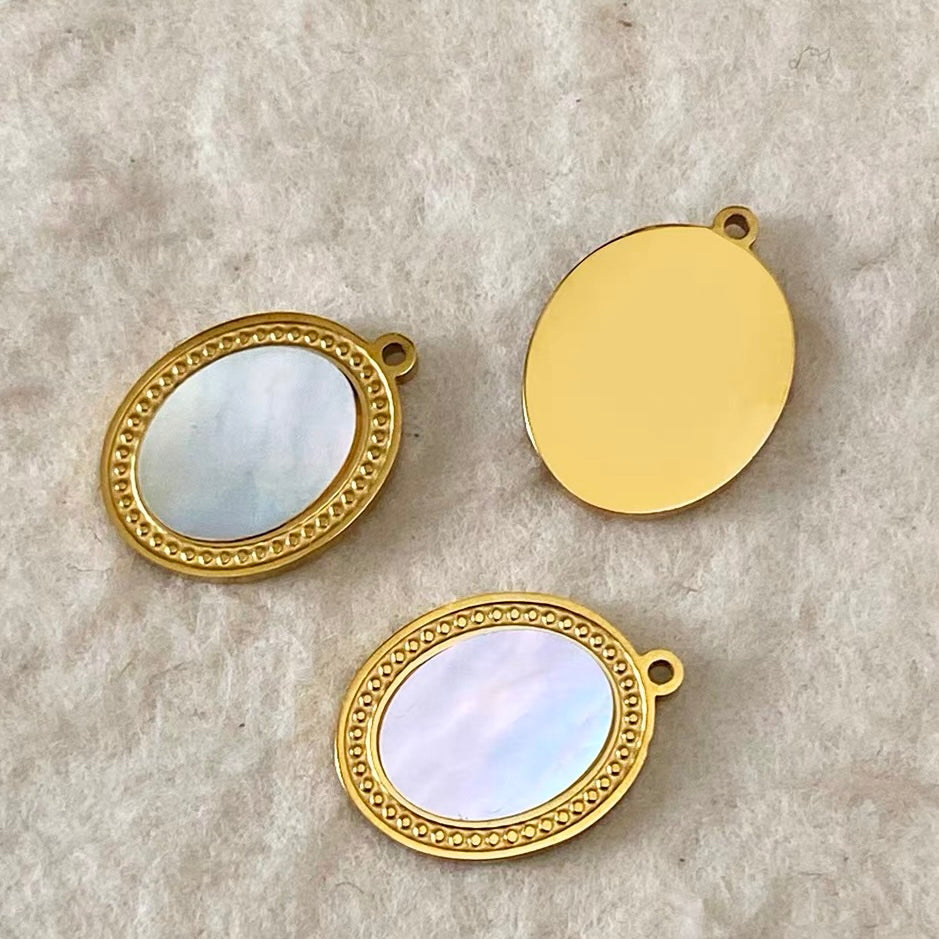 Titanium Steel & Natural Stone Pendant Beaded Strand