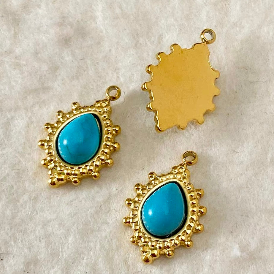 Titanium Steel & Natural Stone Pendant Beaded Strand