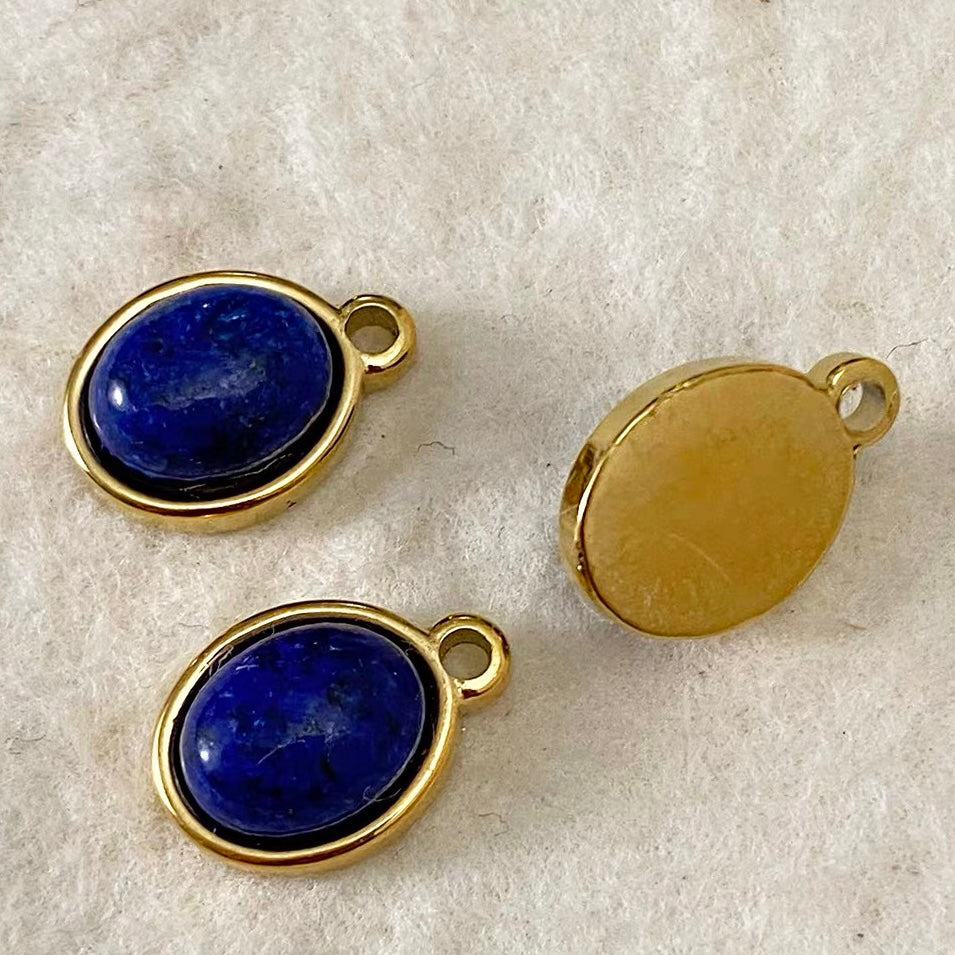 Titanium Steel & Natural Stone Pendant Beaded Strand