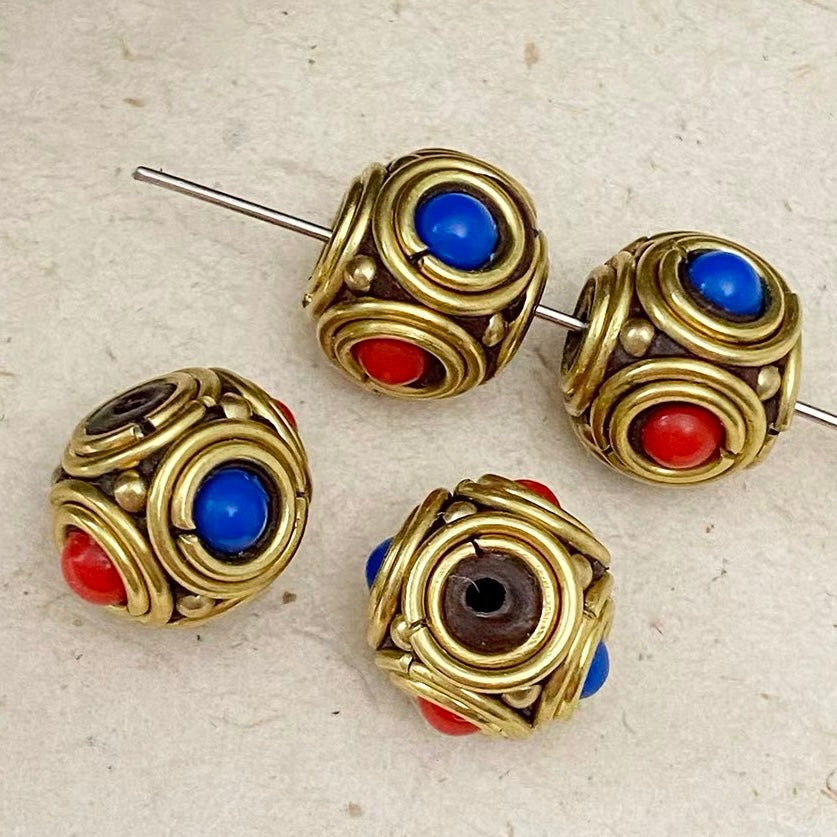 Vintage Handmade Copper Wire Wrapped Beads