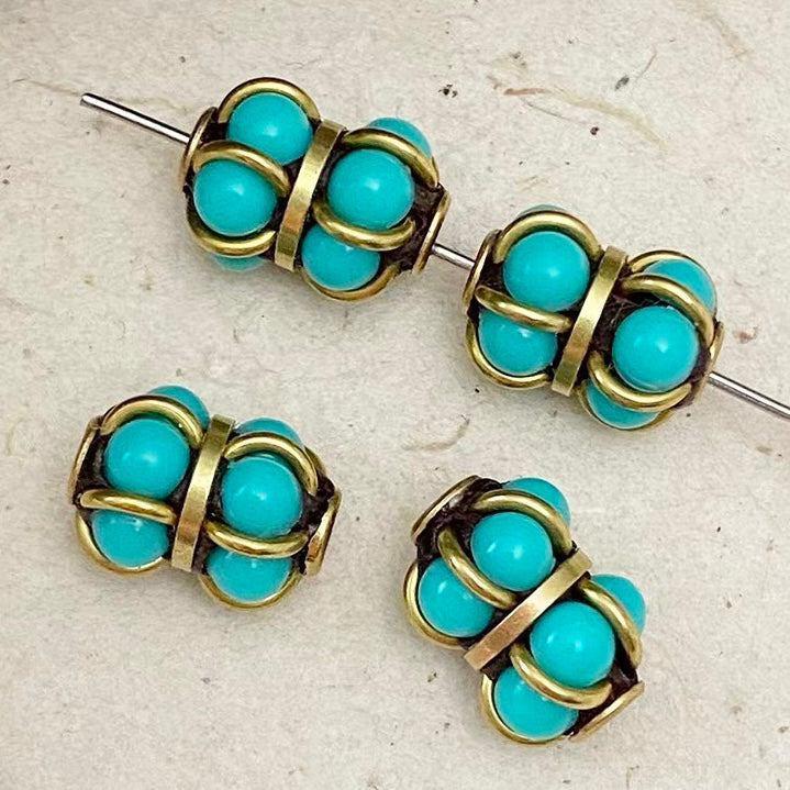 Vintage Handmade Copper Wire Wrapped Beads