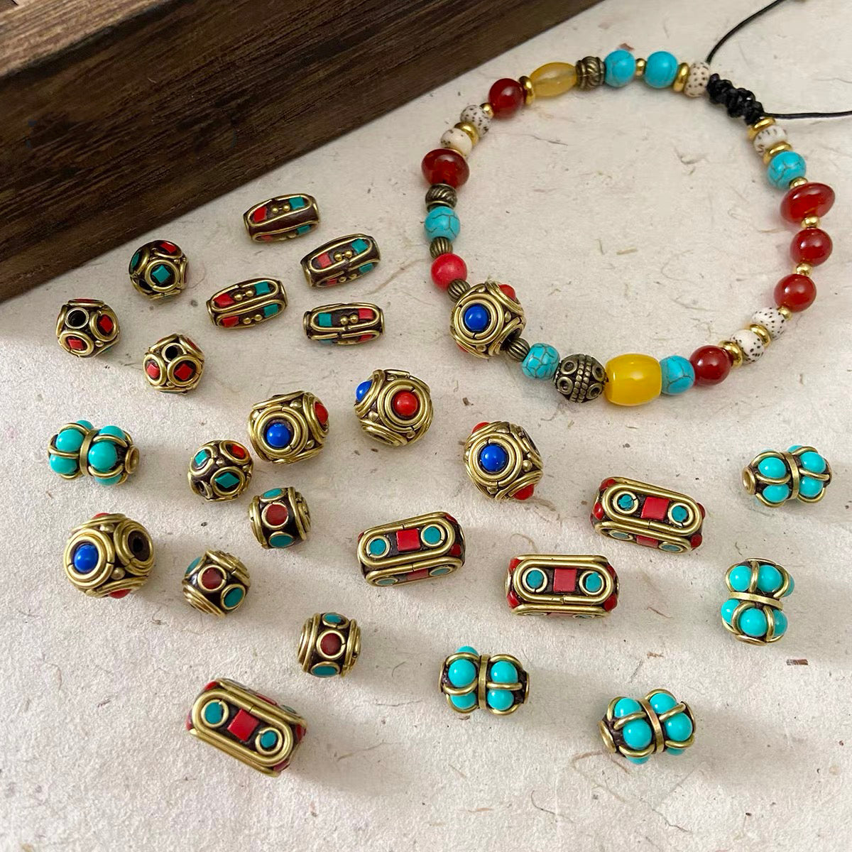 Vintage Handmade Copper Wire Wrapped Beads