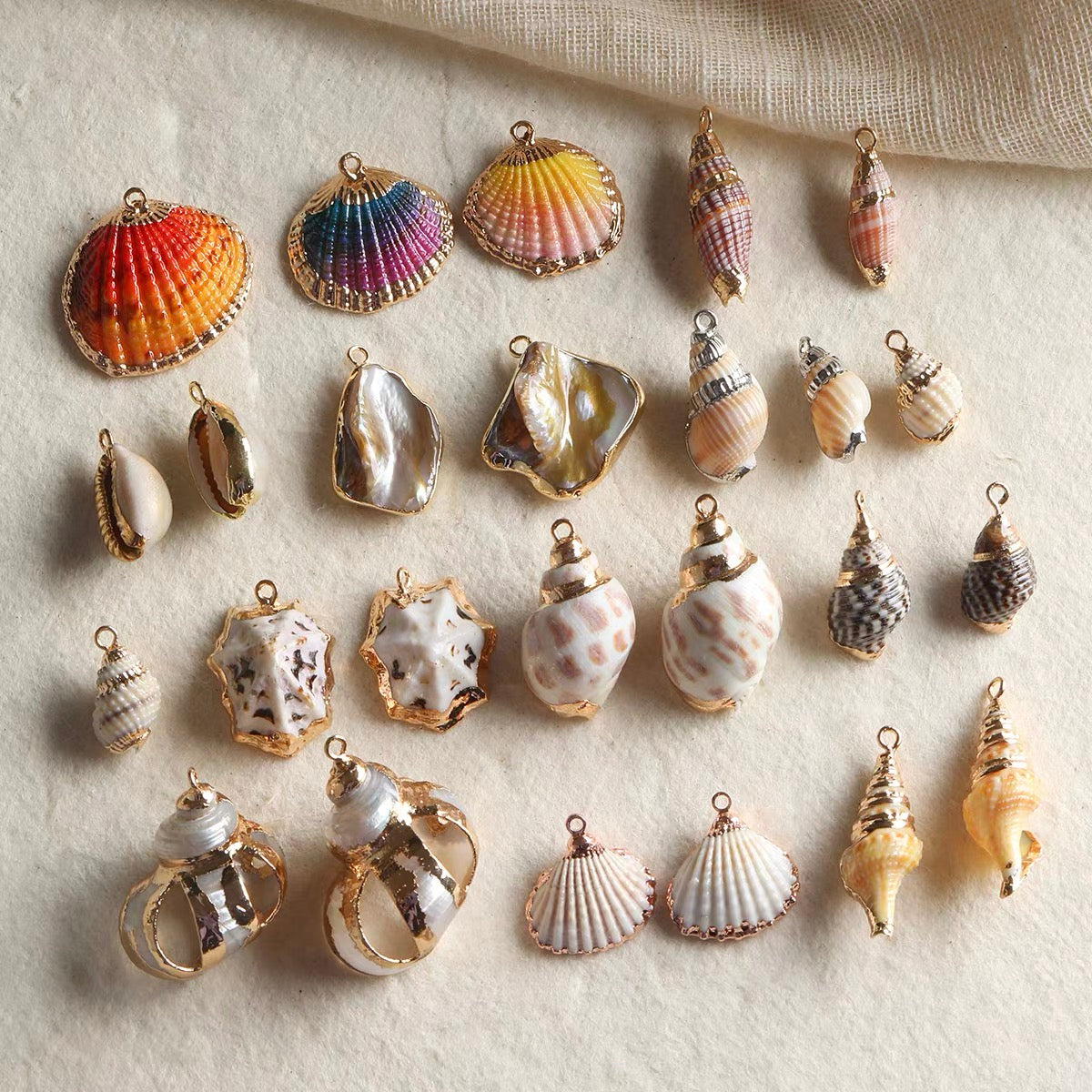 Natural Colored Shell & Conch Pendant Beads