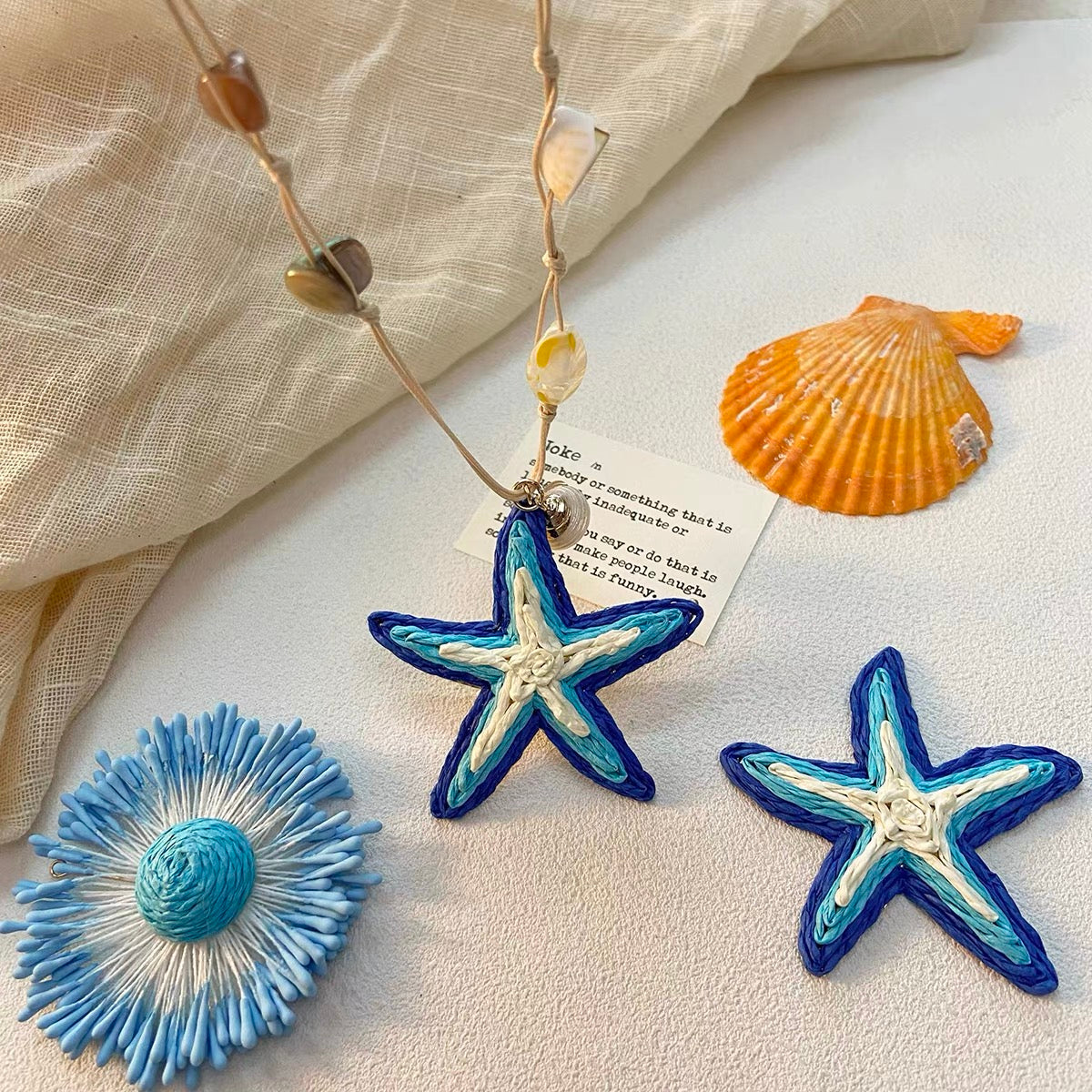 Beach Vacation Handmade Woven Straw Pendant