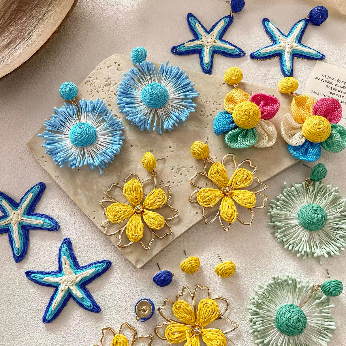 Beach Vacation Handmade Woven Straw Pendant