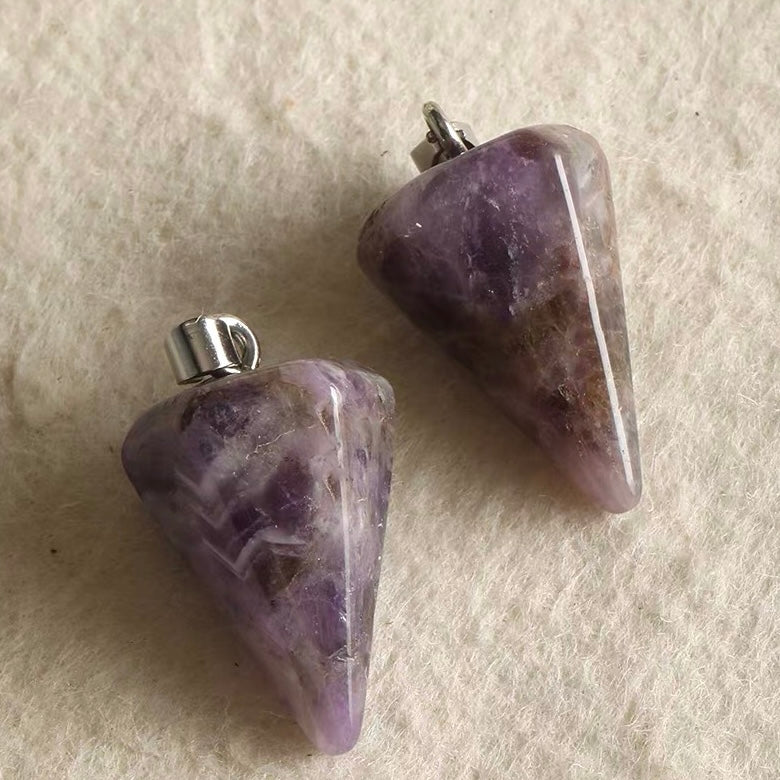 Natural Stone Faceted Triangular Hammer Pendant Beads