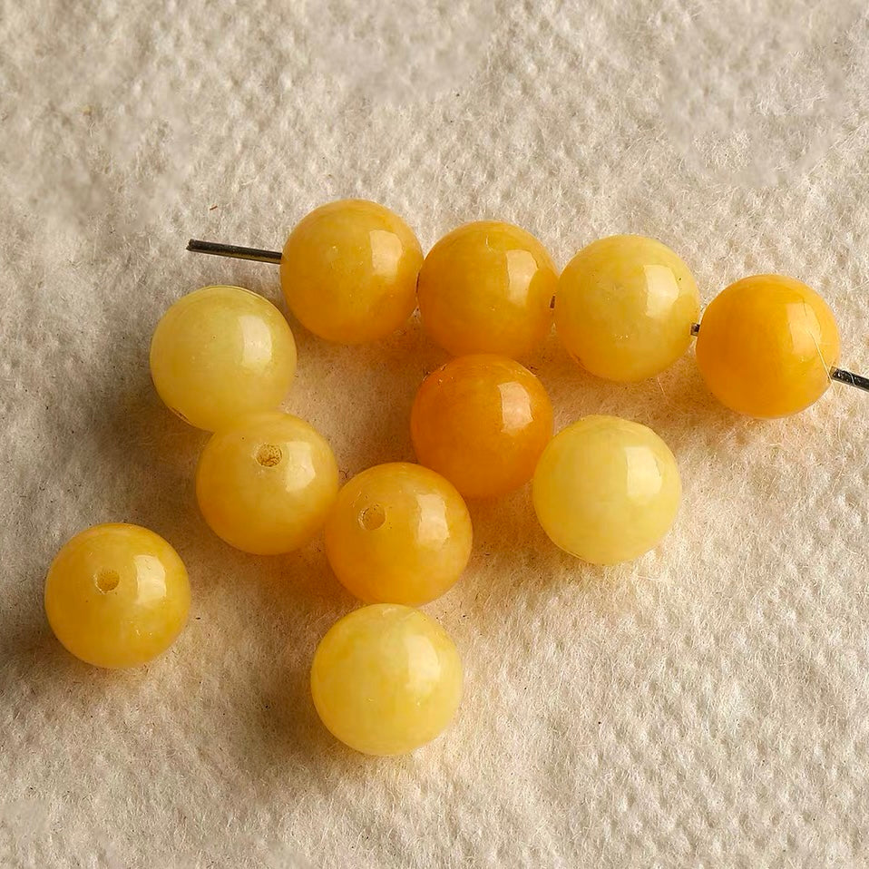 Beeswax stone round bead