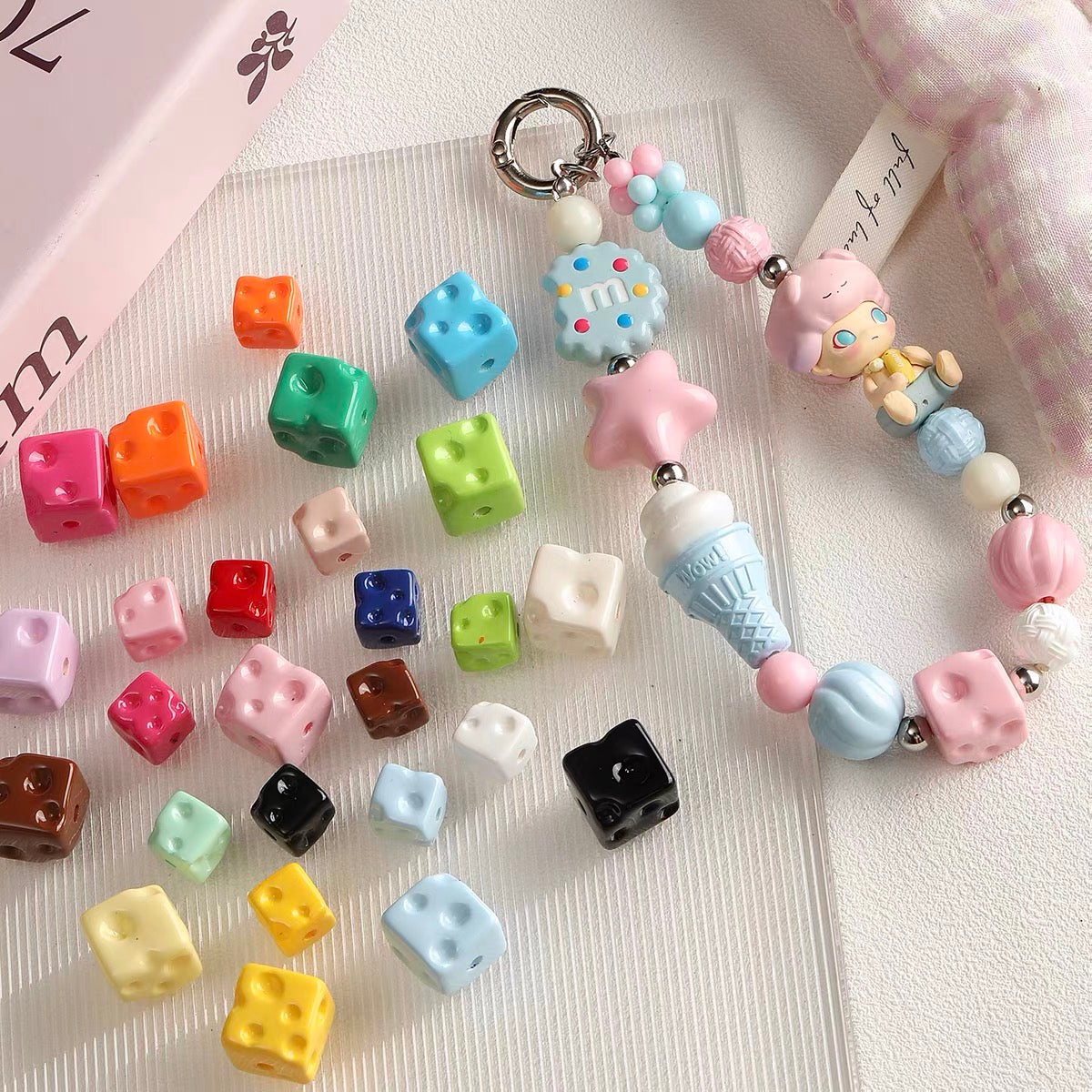 Colorful baked-enamel cheese bead