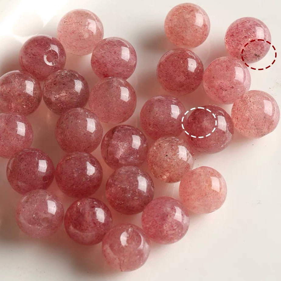 Natural strawberry quartz round bead