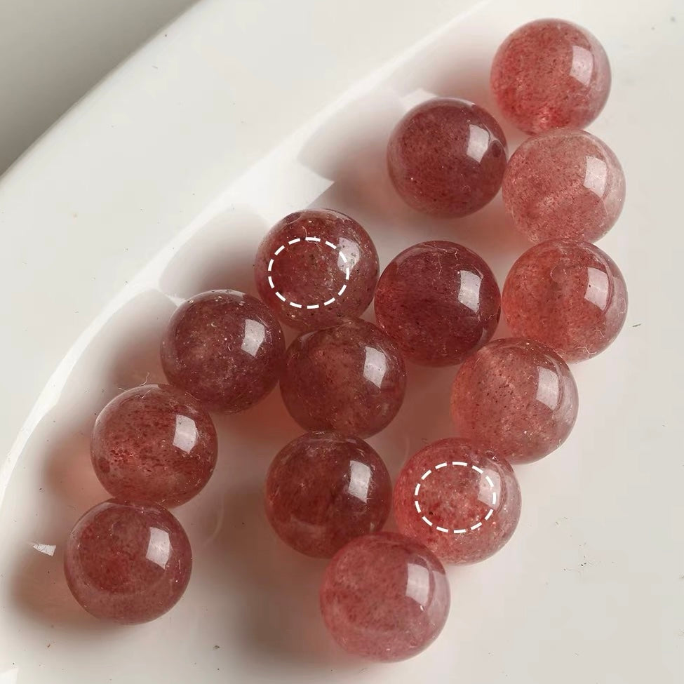 Natural strawberry quartz round bead