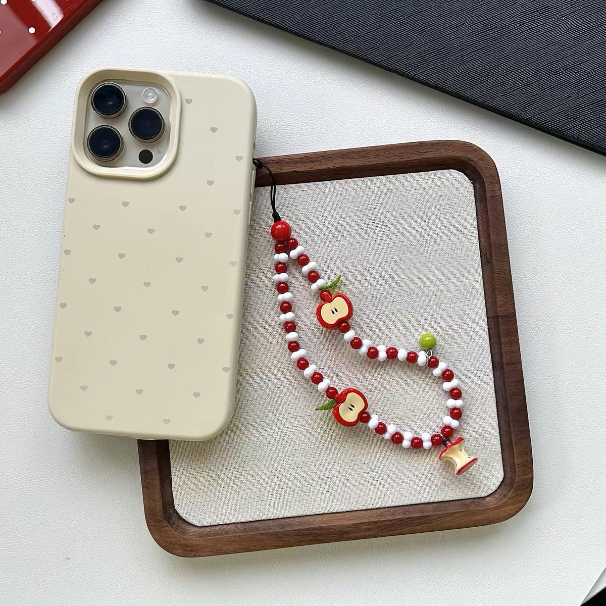 Acrylic Apple Beaded Phone Charm