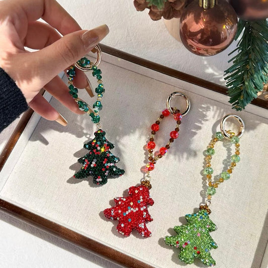 Sparkling Diamond Christmas Tree Keychain & Phone Charm