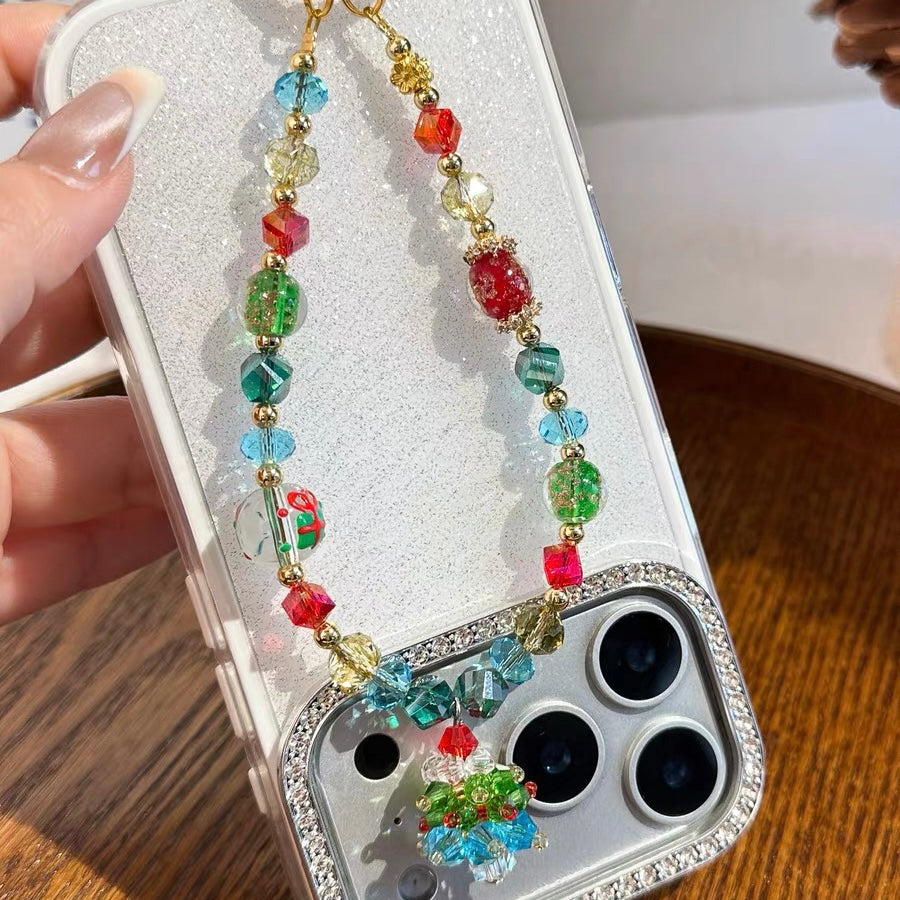 Christmas Tree Crystal Beaded Phone Charm