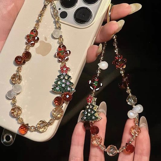 Sparkling Christmas Tree & Gingerbread Man Phone Charm