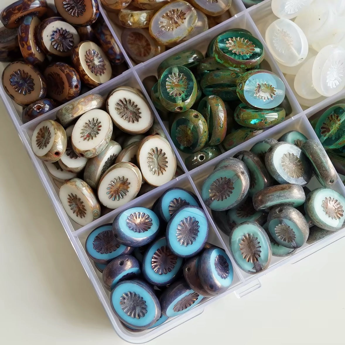 Czech Bead Kiwi Glass Vintage Beads