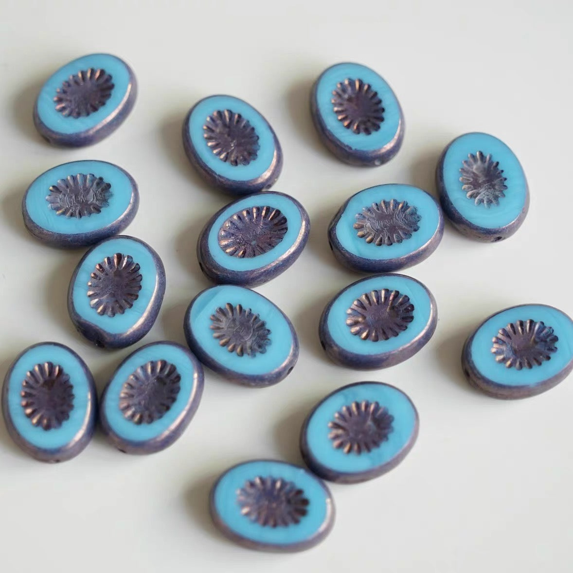 Czech Bead Kiwi Glass Vintage Beads