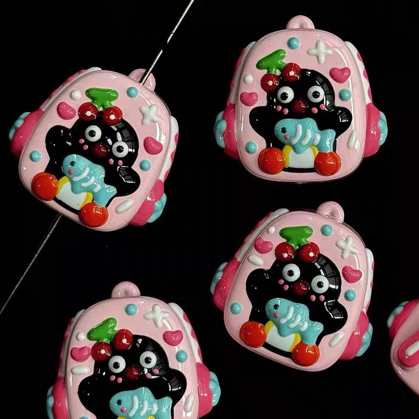 Colorful Contrast Hand-painted Pingu Cute Beads