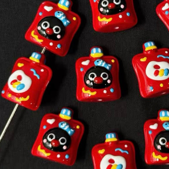 Colorful Contrast Hand-painted Pingu Cute Beads