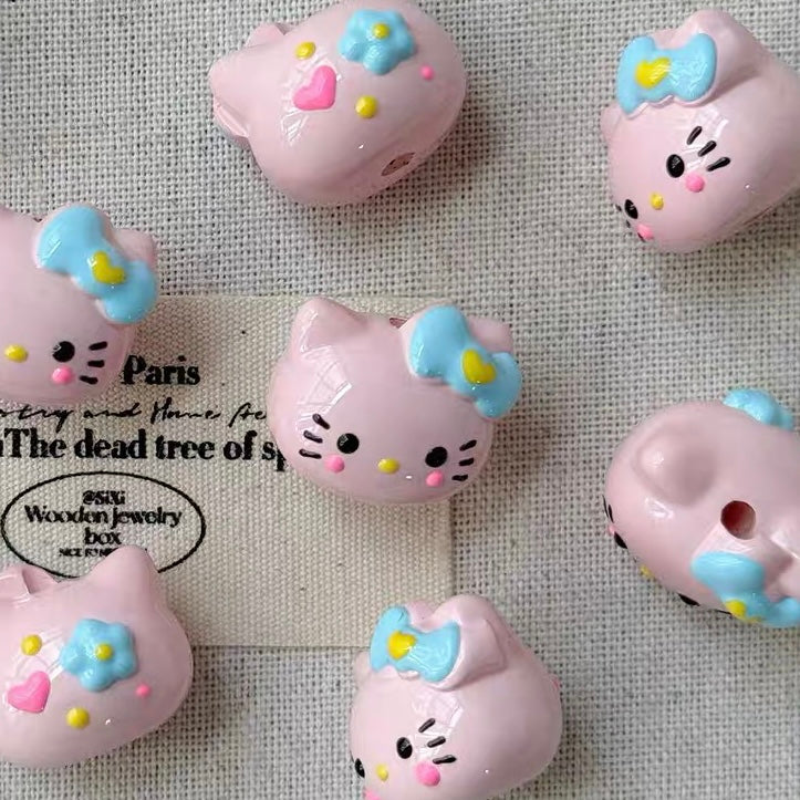 HK Cute Hand-painted 3D Doll DIY Beads