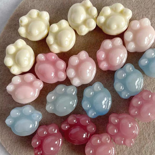 Shell Powder Pressed Cat Paw Beads
