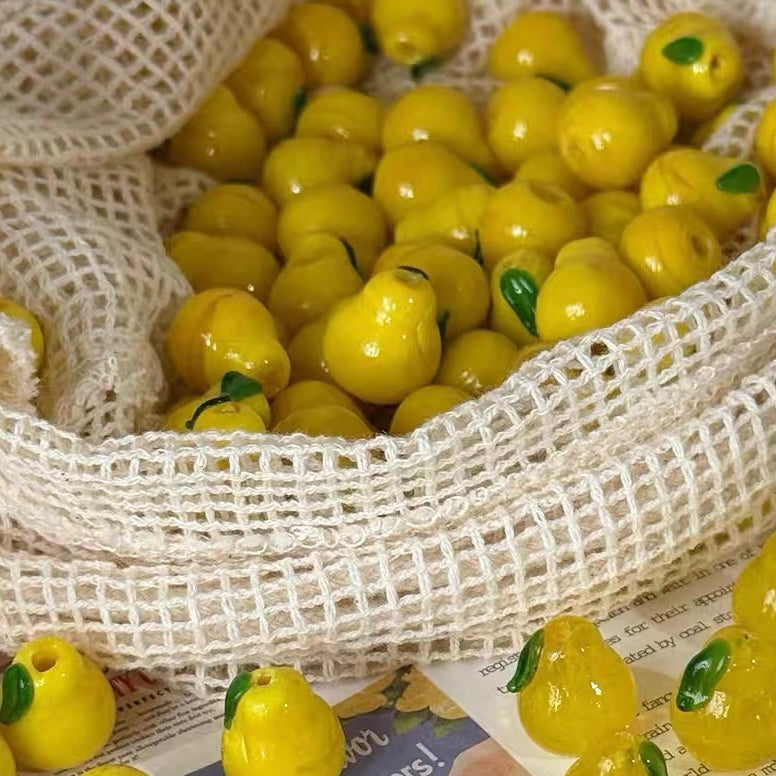 Cute 3D Pear-shaped Fruit Glass Beads